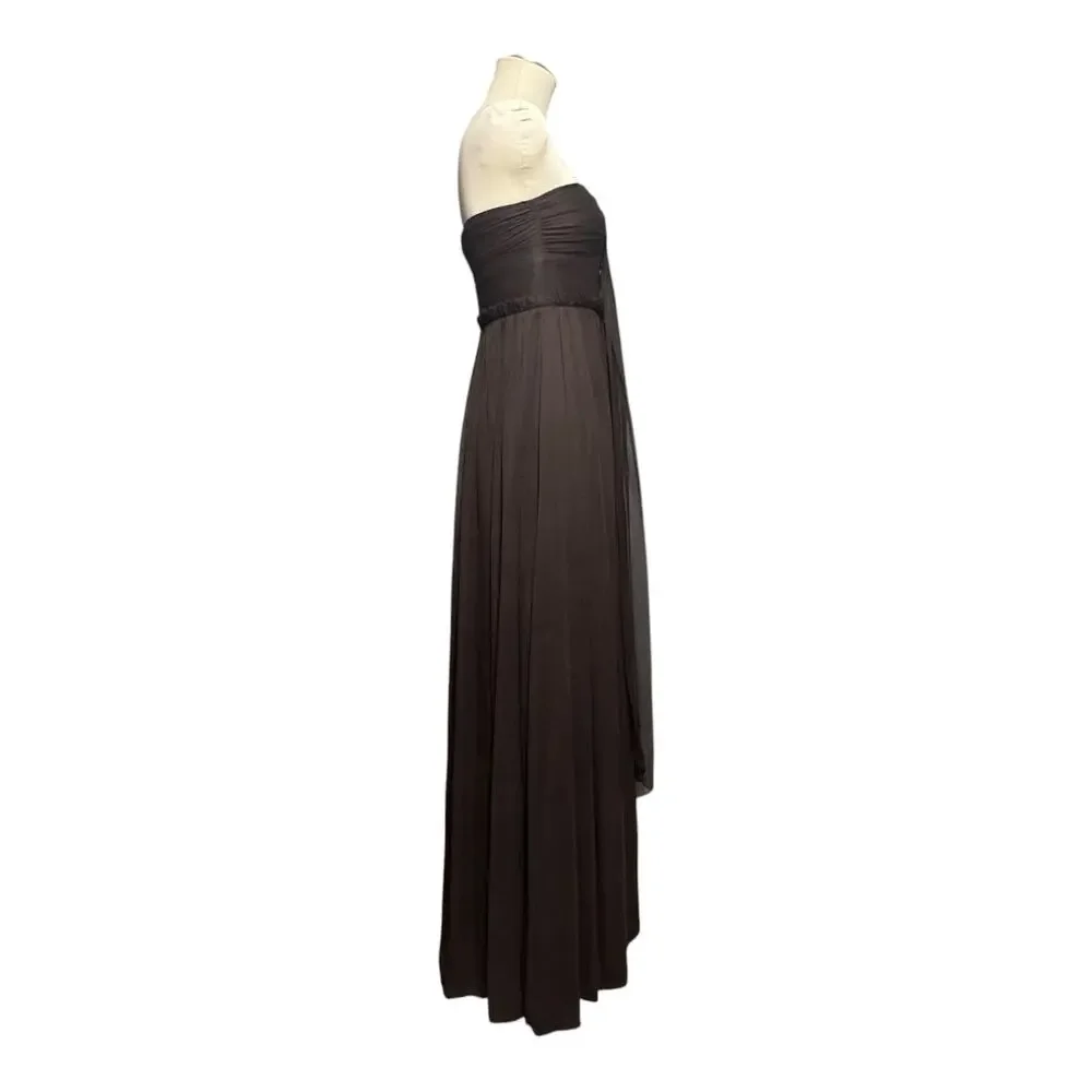 J.Crew Silk Chiffon Whitney Strapless Gown Dress Espresso Brown 6